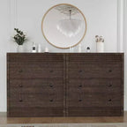 Commode Moderne en Noyer à 3 Tiroirs, Commode Canelée de 80 cm de Large, Armoire de Rangement en Bois pour Chambre à Coucher, Chambre d'Enfant, Couloir, Salon