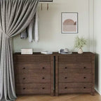 Commode Moderne en Noyer à 3 Tiroirs, Commode Canelée de 80 cm de Large, Armoire de Rangement en Bois pour Chambre à Coucher, Chambre d'Enfant, Couloir, Salon