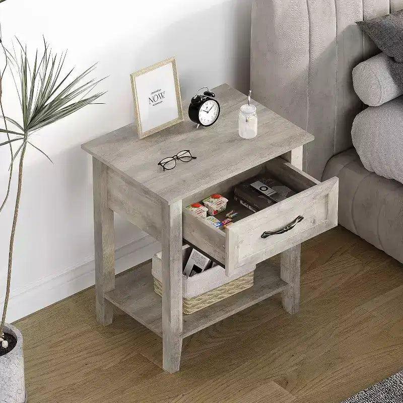Tables de chevet à 2 niveaux, lot de 2, avec tiroir de rangement, tables d'appoint modernes pour petits espaces, tables d'appoint multifonctionnelles pour chambre et salon