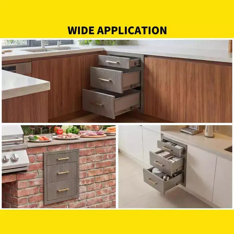 Meuble à tiroirs COZONY Triple BBQ, encastré 17W, acier inoxydable, rangement de cuisine extérieure pour îlot de grillades et patio