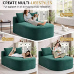 Chaise longue de 170 cm, canapé-lit rembourré avec 2 oreillers, canapé individuel sans accoudoirs pour salon et chambre, aucun assemblage requis