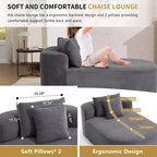Chaise longue de 170 cm, canapé-lit rembourré avec 2 oreillers, canapé individuel sans accoudoirs pour salon et chambre, aucun assemblage requis