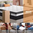Matelas King 14 pouces en boîte, lit hybride en mousse à mémoire de forme, fermeté moyenne, tissu rafraîchissant et respirant, isolation des mouvements, soulagement de la pression zonale