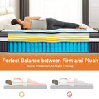 Matelas King 14 pouces en boîte, lit hybride en mousse à mémoire de forme, fermeté moyenne, tissu rafraîchissant et respirant, isolation des mouvements, soulagement de la pression zonale
