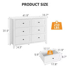 COZONY Commode Moderne à 6 Tiroirs de 137 cm de large avec Rangement Profond et Boutons Métalliques pour Chambre, Entrée et Couloir