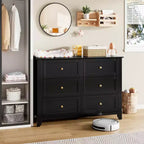 COZONY Commode Moderne à 6 Tiroirs de 137 cm de large avec Rangement Profond et Boutons Métalliques pour Chambre, Entrée et Couloir