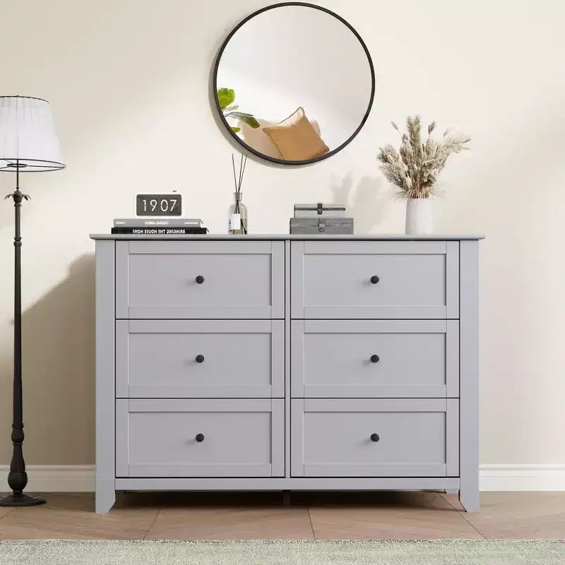 COZONY Commode Moderne à 6 Tiroirs de 137 cm de large avec Rangement Profond et Boutons Métalliques pour Chambre, Entrée et Couloir
