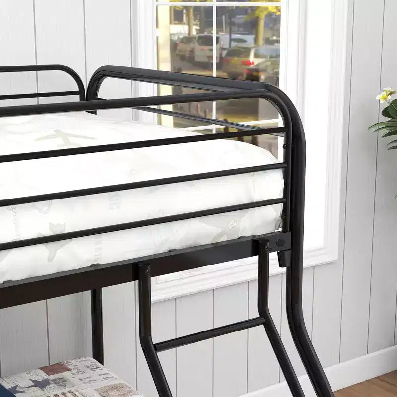 MAYEERTY Lit Superposé en Métal Robuste Double sur Lit Double avec Barrière de Sécurité Renforcée et Échelle Inclinée pour Chambre d'Enfant