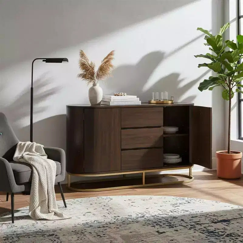 Buffet moderne avec tiroirs, portes à ouverture par pression et rangement Teamson Home Seneca