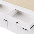 Bestier 75 Îlot de cuisine avec table à manger extensible, îlot de cuisine roulant sur roues avec porte-épices et 2 tiroirs, armoire à 4 portes