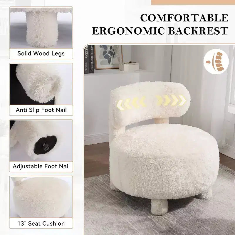 Chaise d'appoint sans accoudoirs TUYOHW, chaise tapissée incurvée avec pieds en bois massif, chaise d'appoint avec coussin moelleux de 13 cm pour salon, chambre à coucher, coiffeuse