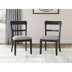 Signature Design by Ashley Chadworth Dining Upholstered Side Chairs, Set of 2, Black Wood Frame with Polyester Seats