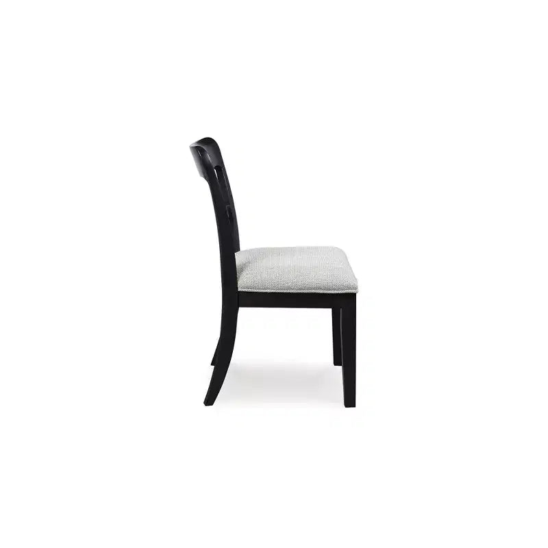 Signature Design by Ashley Chaises de salle à manger Chadworth rembourrées, lot de 2, cadre en bois noir avec sièges en polyester