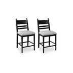 Tabourets de bar rembourrés Signature Design by Ashley Chadworth, hauteur comptoir, lot de 2, structure en bois noir avec assise rembourrée en mousse grise