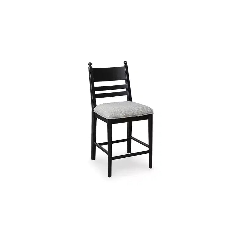 Tabourets de bar rembourrés Signature Design by Ashley Chadworth, hauteur comptoir, lot de 2, structure en bois noir avec assise rembourrée en mousse grise