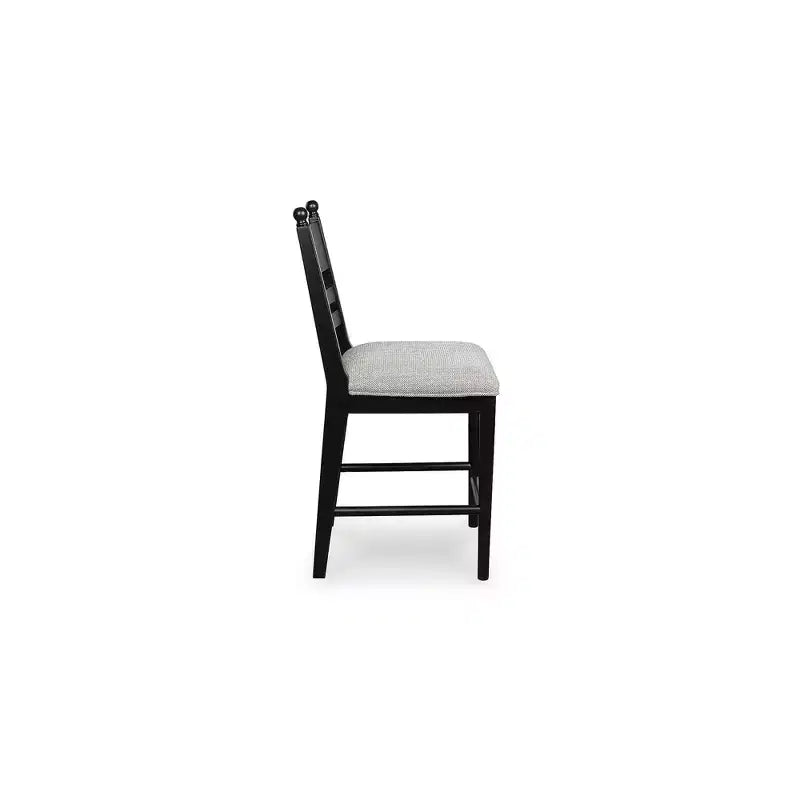 Tabourets de bar rembourrés Signature Design by Ashley Chadworth, hauteur comptoir, lot de 2, structure en bois noir avec assise rembourrée en mousse grise