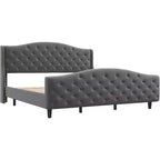Cadre de lit Queen Size en velours COZONY avec tête de lit capitonnée à oreilles