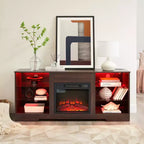 Meuble TV Foyer 3D TUYOHW avec Lumières LED pour TV jusqu'à 60 Pouces, Prise de Chargement USB et Étagères en Verre