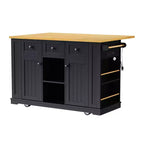 Kitchen Island, Rolling Cart with Power Outlet, Drop Extension, 5 Wheels, 3 Drawers, Door, and Internal Storage Rack for Dining Room