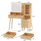 COZONY Coiffeuse 5 tiroirs avec lumières et prise de courant, table de maquillage cannelée avec miroir éclairé de 23,6 pouces