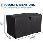 Acekool Coffre de rangement extérieur 454 L, verrouillable, en résine imperméable effet rotin, pour jardin et terrasse