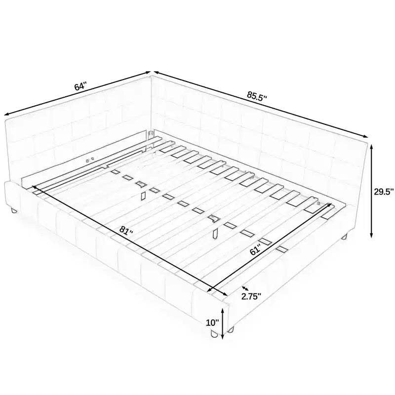 MAYEERTY Cadre de lit Queen Size rembourré capitonné avec dossier et accoudoirs en velours pour chambre à coucher, bleu