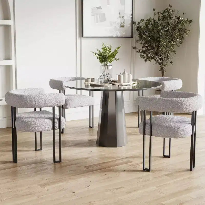 Lot de 2 chaises de salle à manger rondes modernes TUYOHW, chaises de salle à manger rembourrées avec siège coussiné et cadre en métal robuste