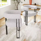 Lot de 2 chaises de salle à manger rondes modernes TUYOHW, chaises de salle à manger rembourrées avec siège coussiné et cadre en métal robuste