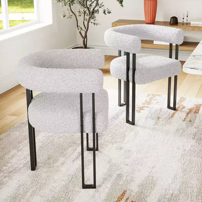 Lot de 2 chaises de salle à manger rondes modernes TUYOHW, chaises de salle à manger rembourrées avec siège coussiné et cadre en métal robuste