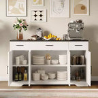 COZONY Buffet - Meuble Bas avec 4 Portes, 3 Tiroirs, Étagère Réglable, Armoire de Rangement de Cuisine pour Salle à Manger, Salon, Bar à Café