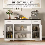 COZONY Buffet - Meuble Bas avec 4 Portes, 3 Tiroirs, Étagère Réglable, Armoire de Rangement de Cuisine pour Salle à Manger, Salon, Bar à Café