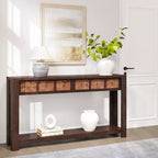 59 Entryway Console Table, 2 Tier Narrow Long Sofa Table with 2 Drawers, Wooden Behind Couch Table, Entry Foyer Table for Living Room