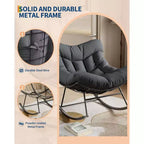 Fauteuil à bascule Papasan d'extérieur, fauteuil à bascule surdimensionné avec cadre métallique robuste, fauteuil à bascule en rotin en forme d'œuf pour balcon, jardin, porche, chambre à coucher