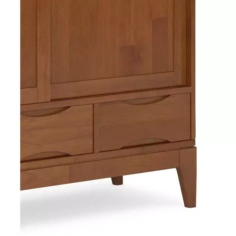 Meuble de rangement moyen Pearson en bois massif, 122 cm de large, style Mid-Century Modern