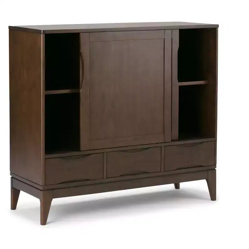 Meuble de rangement moyen Pearson en bois massif, 122 cm de large, style Mid-Century Modern
