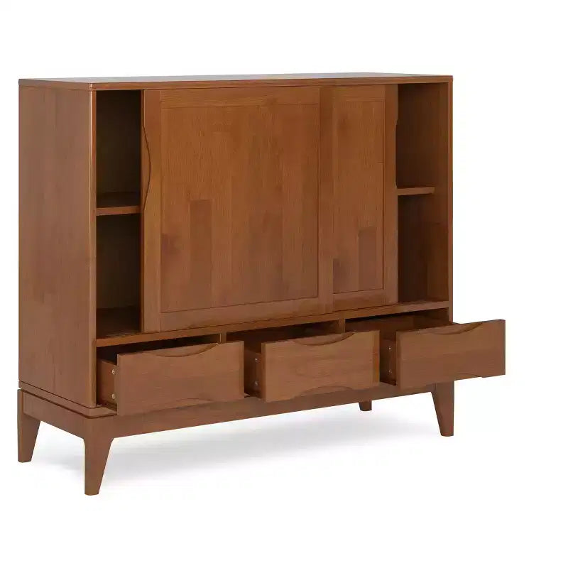Meuble de rangement moyen Pearson en bois massif, 122 cm de large, style Mid-Century Modern