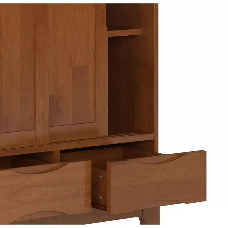 Meuble de rangement moyen Pearson en bois massif, 122 cm de large, style Mid-Century Modern