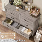 Commode 6 tiroirs pour chambre à coucher, armoire de rangement en bois de 47 po avec poignées en métal, commode moderne pour salon, couloir, placard