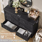 Commode 6 tiroirs pour chambre à coucher, armoire de rangement en bois de 47 po avec poignées en métal, commode moderne pour salon, couloir, placard