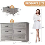 Commode 6 tiroirs pour chambre à coucher, armoire de rangement en bois de 47 po avec poignées en métal, commode moderne pour salon, couloir, placard