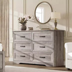 Commode 6 tiroirs pour chambre à coucher, armoire de rangement en bois de 47 po avec poignées en métal, commode moderne pour salon, couloir, placard