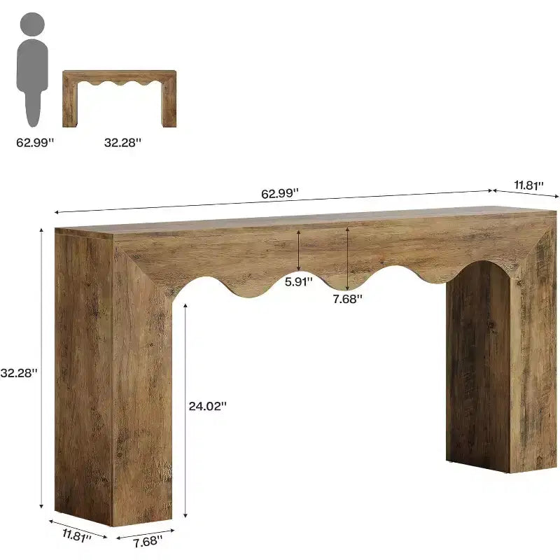 Lantine - Console de ferme de 160 cm, table de canapé en bois avec rangement, meuble d'entrée étroit et long pour couloir et salon