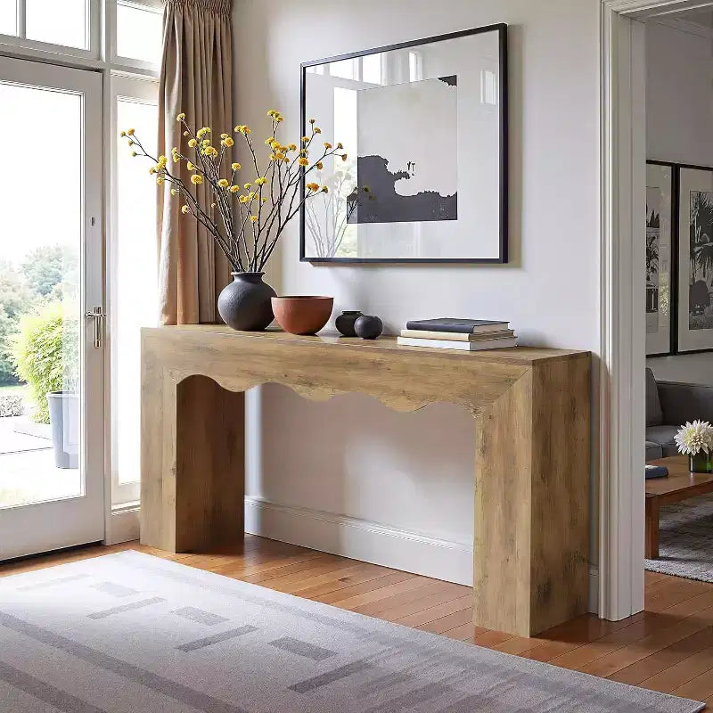 Lantine - Console de ferme de 160 cm, table de canapé en bois avec rangement, meuble d'entrée étroit et long pour couloir et salon