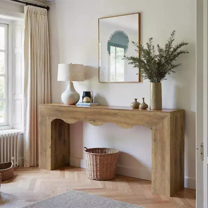 Lantine - Console de ferme de 160 cm, table de canapé en bois avec rangement, meuble d'entrée étroit et long pour couloir et salon