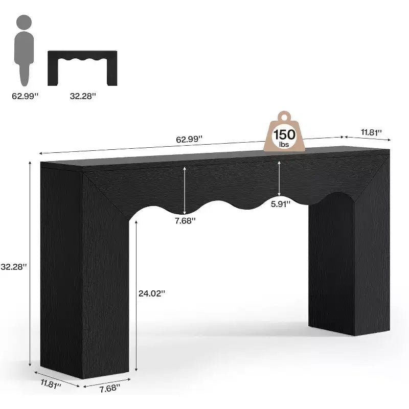Lantine - Console de ferme de 160 cm, table de canapé en bois avec rangement, meuble d'entrée étroit et long pour couloir et salon