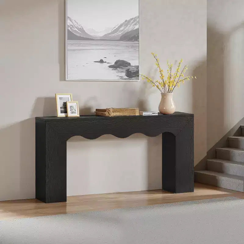 Lantine - Console de ferme de 160 cm, table de canapé en bois avec rangement, meuble d'entrée étroit et long pour couloir et salon