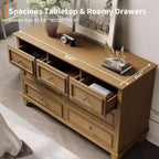Commode COZONY à 7 tiroirs, Grande commode en bois avec poignées en métal, Meuble de rangement/Meuble TV pour chambre à coucher, salon, entrée