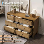 Commode COZONY à 7 tiroirs, Grande commode en bois avec poignées en métal, Meuble de rangement/Meuble TV pour chambre à coucher, salon, entrée