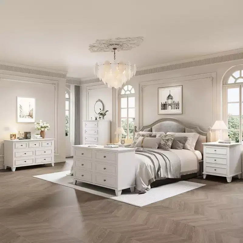 Commode COZONY à 7 tiroirs, Grande commode en bois avec poignées en métal, Meuble de rangement/Meuble TV pour chambre à coucher, salon, entrée