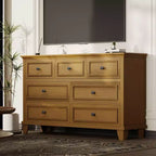 Commode COZONY à 7 tiroirs, Grande commode en bois avec poignées en métal, Meuble de rangement/Meuble TV pour chambre à coucher, salon, entrée